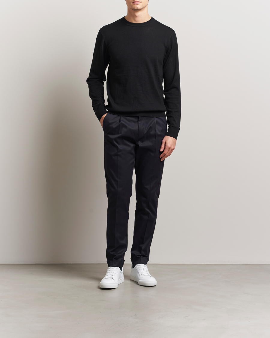 Men | Trousers | Tiger of Sweden | Tenuta Pleated Cotton Trousers Light Ink