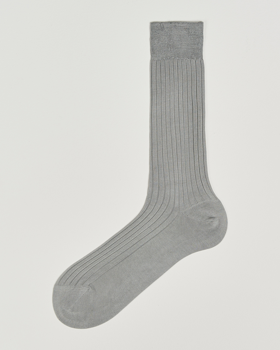 Men | Underwear & Socks | Bresciani | Cotton Ribbed Short Socks Light Grey Melange