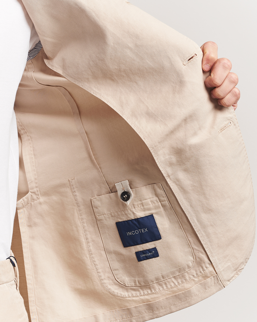 Incotex Unconstructed Chinolino Blazer Beige at CareOfCarl.com