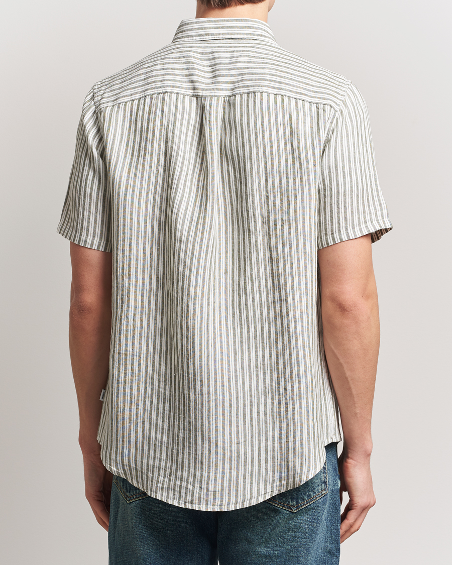 Men | Shirts | LES DEUX | Kris Linen Short Sleeve Shirt Ivory/Green