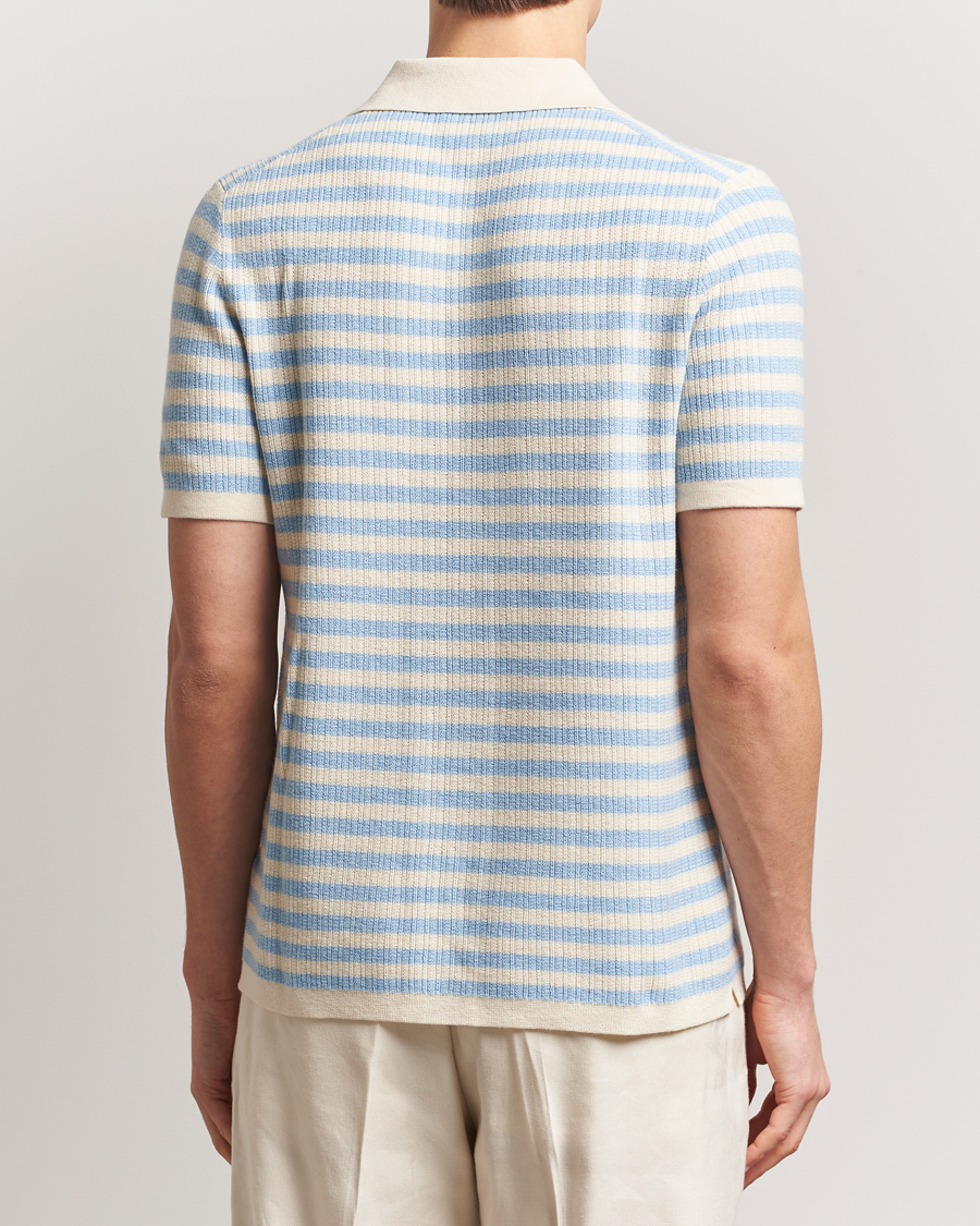 Men | Polo Shirts | Tiger of Sweden | Erros Knitted Striped Polo Light Blue
