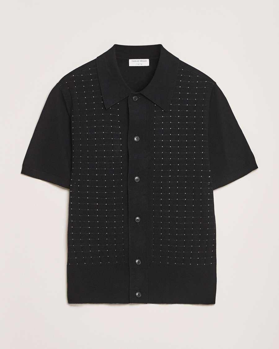 Men | Shirts | Tiger of Sweden | Araawen Knitted Short Sleeve Shirt Black