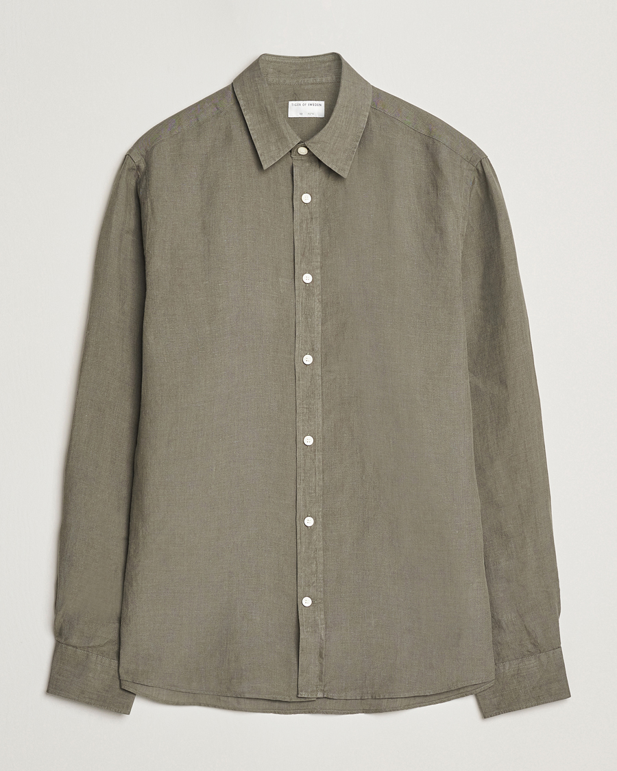 Men | Shirts | Tiger of Sweden | Spenser Linen Shirt Thyme Green