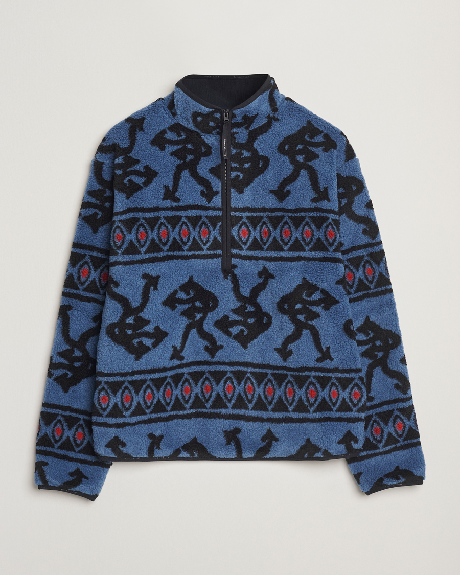 Men | Sweaters & Knitwear | District Vision | Half Zip Pile Fleece Blue Arrow