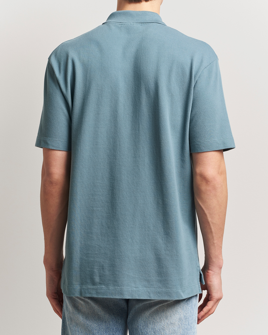 Men | Polo Shirts | Maison Kitsuné | Tonal Fox Head Polo Seine Blue