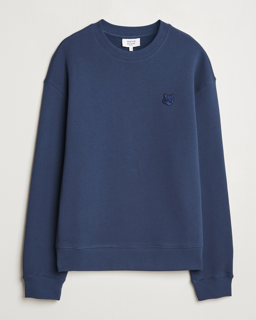 Men | Sweaters & Knitwear | Maison Kitsuné | Tonal Fox Head Sweatshirt Ink Blue