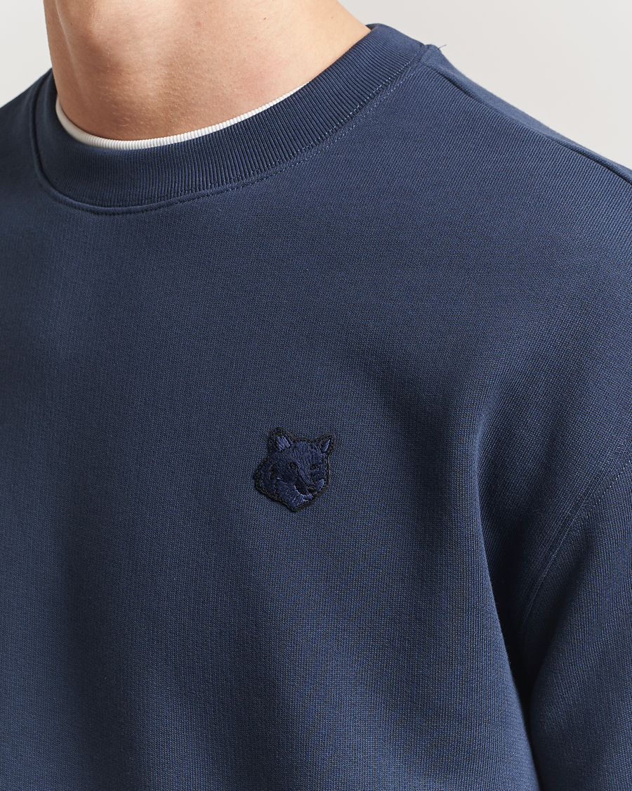 Men | Sweaters & Knitwear | Maison Kitsuné | Tonal Fox Head Sweatshirt Ink Blue