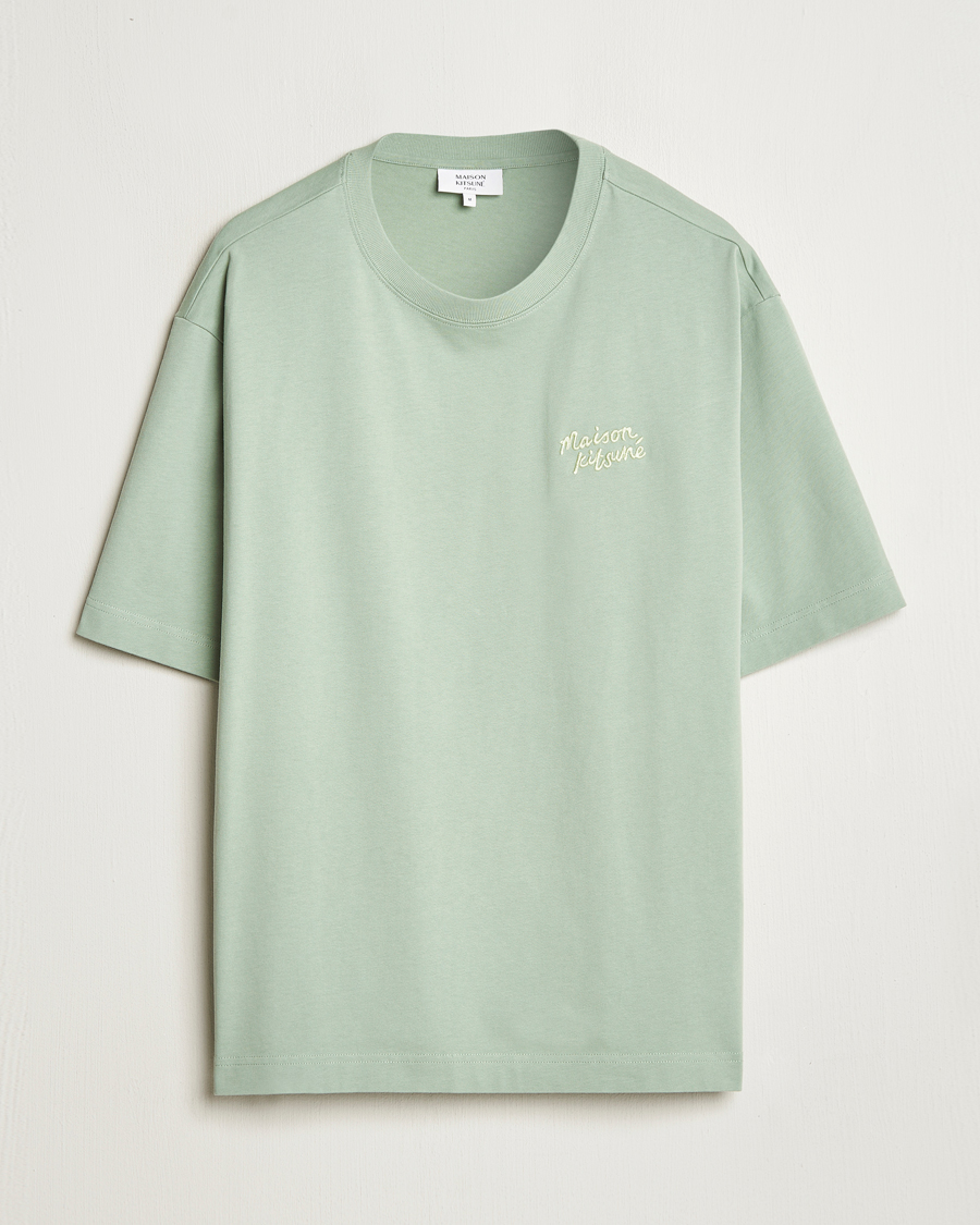Men | T-Shirts | Maison Kitsuné | Handwriting Embroidery T-Shirt Vert De Gris