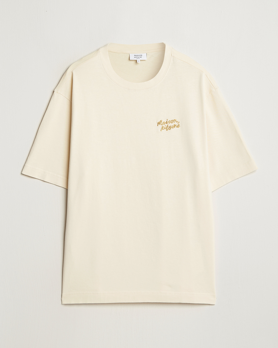 Maison Kitsuné Handwriting Embroidery T-Shirt Alabaster at