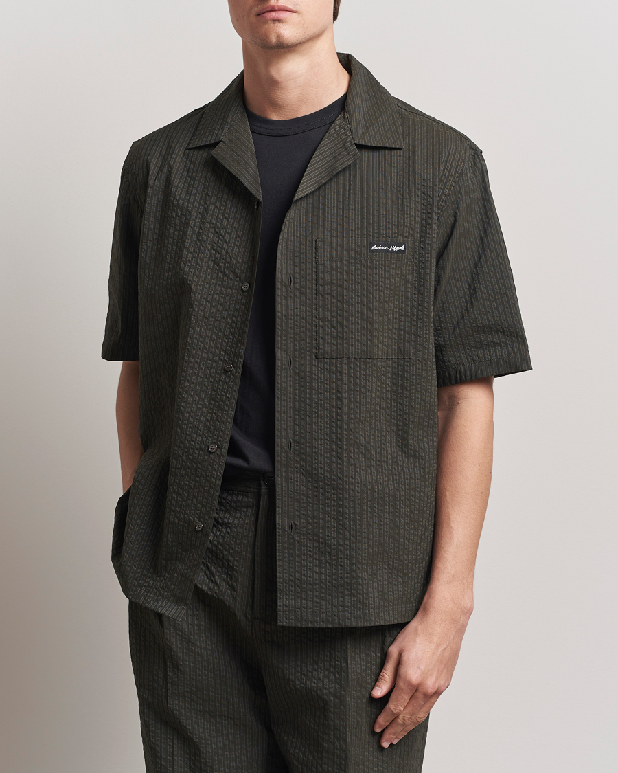 Men | Shirts | Maison Kitsuné | Resort Seersucker Short Sleeve Shirt Ranger Green