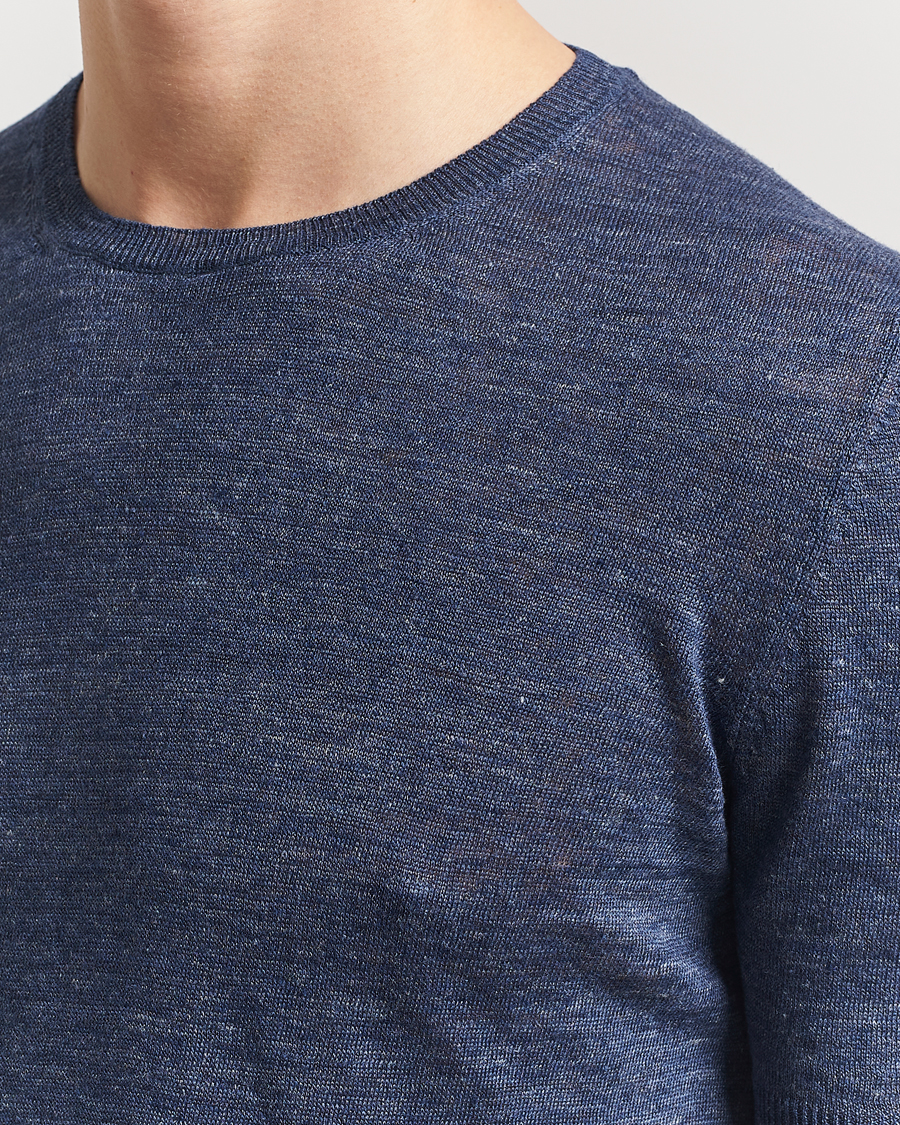 Men | T-Shirts | Gran Sasso | Knitted Linen T-Shirt Navy Melange