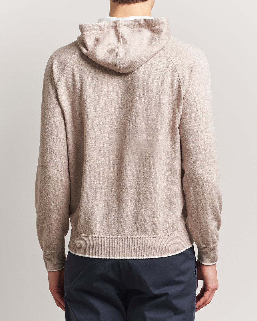 Men | Sweaters & Knitwear | Gran Sasso | Cotton/Cashmere Knitted Hooded Full Zip Beige