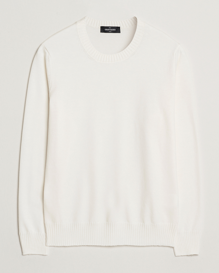 Men | Sweaters & Knitwear | Gran Sasso | Cotton/Cashmere Knitted Crew Neck Sweater Cream Melange