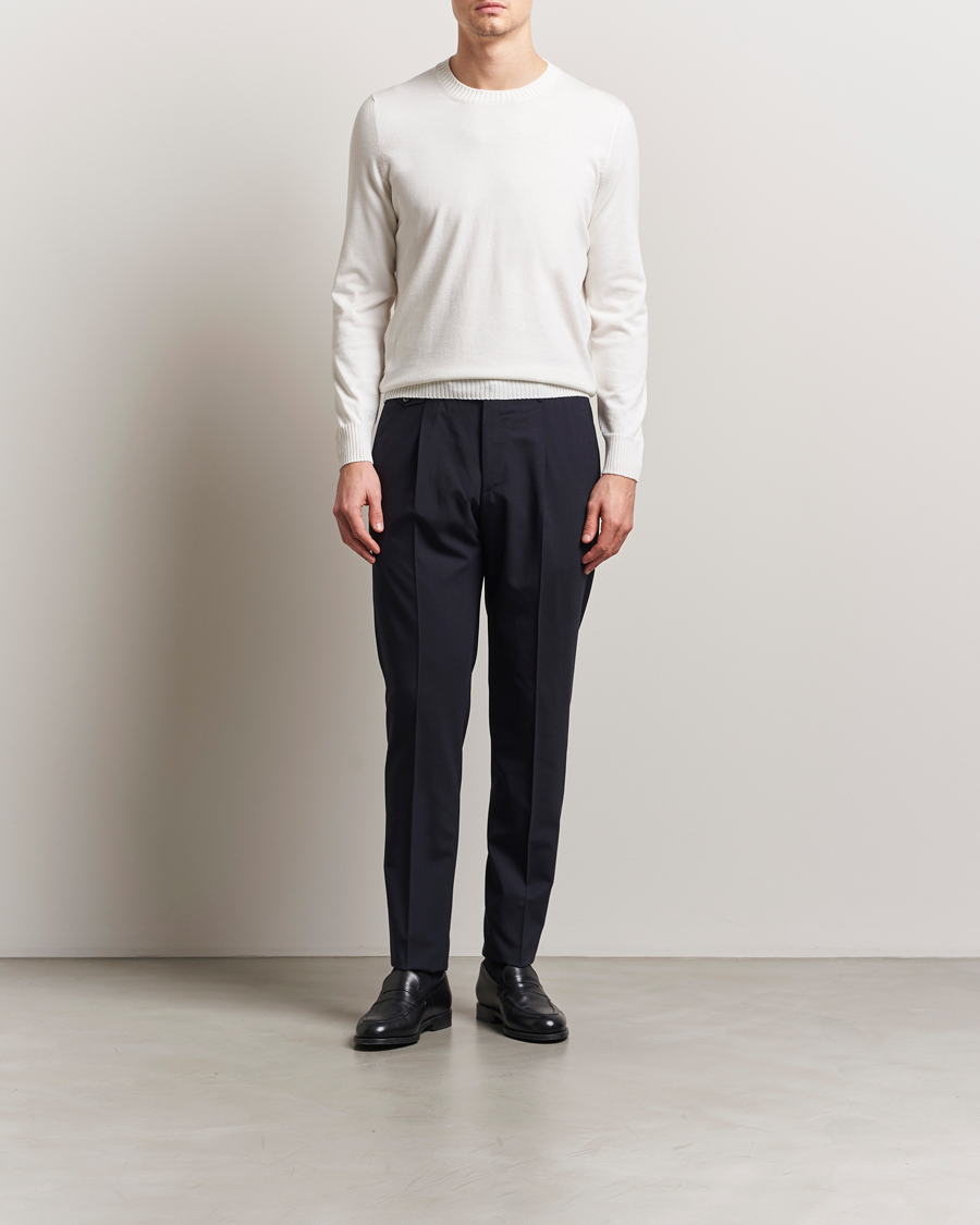 Men | Sweaters & Knitwear | Gran Sasso | Cotton/Cashmere Knitted Crew Neck Sweater Cream Melange