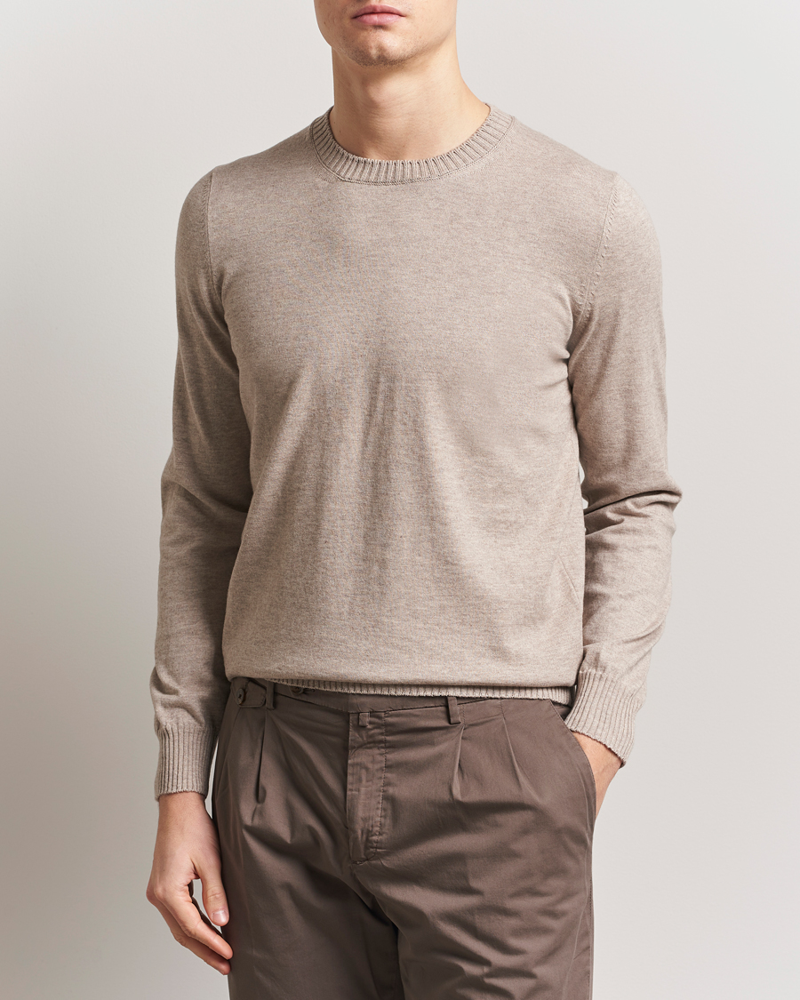 Men | Sweaters & Knitwear | Gran Sasso | Cotton/Cashmere Knitted Crew Neck Sweater Beige Melange