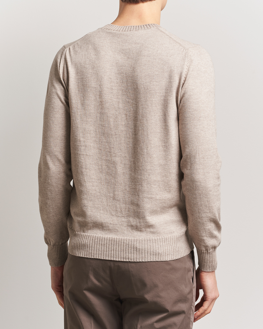 Men | Sweaters & Knitwear | Gran Sasso | Cotton/Cashmere Knitted Crew Neck Sweater Beige Melange
