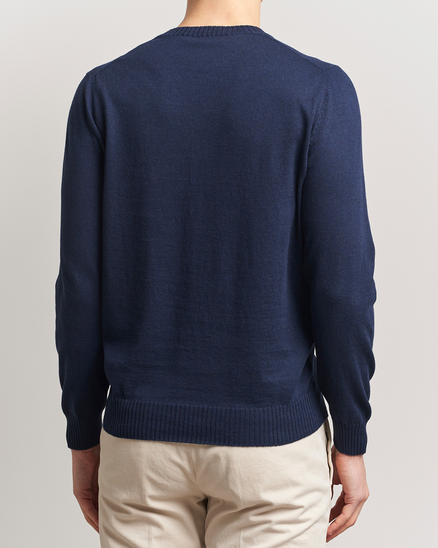 Men | Sweaters & Knitwear | Gran Sasso | Cotton/Cashmere Knitted Crew Neck Sweater Navy Melange