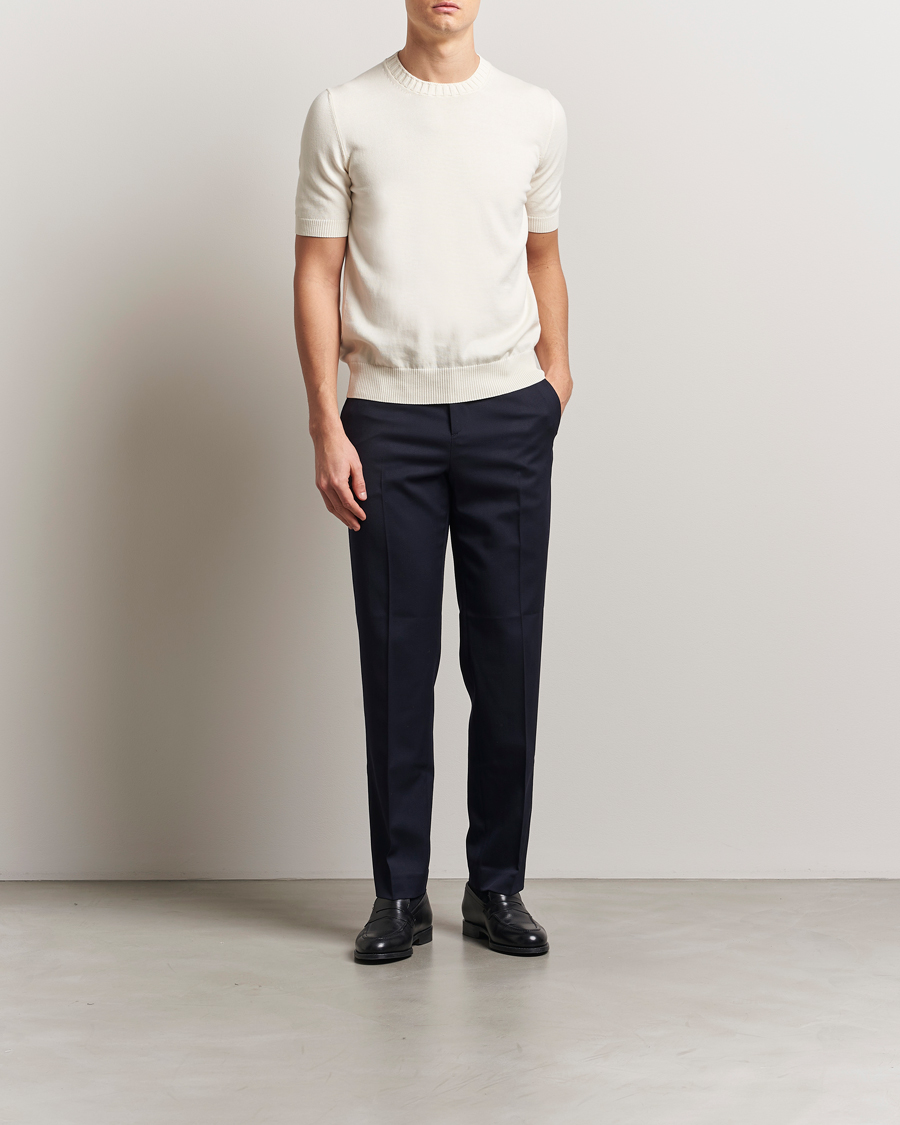 Men | T-Shirts | Gran Sasso | Cotton Heavy Knitted Crew Neck T-Shirt Cream