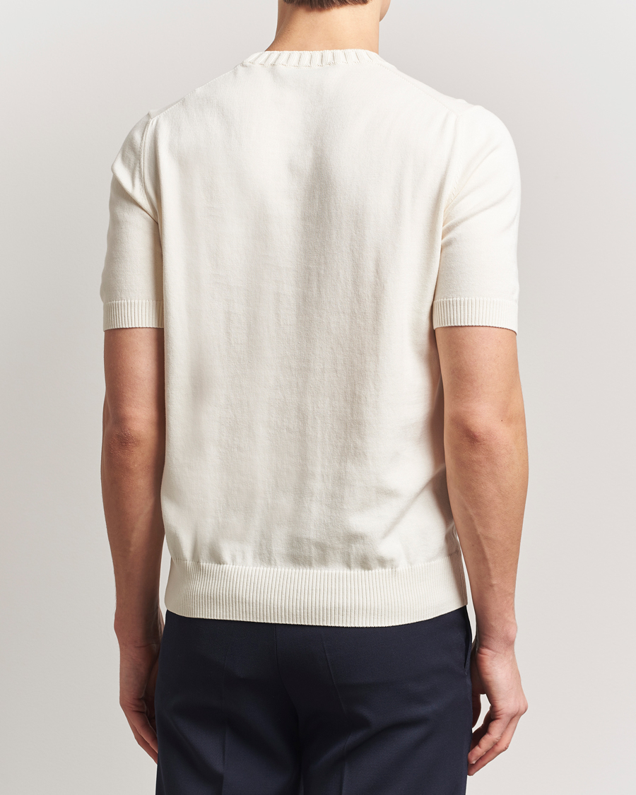 Men | T-Shirts | Gran Sasso | Cotton Heavy Knitted Crew Neck T-Shirt Cream