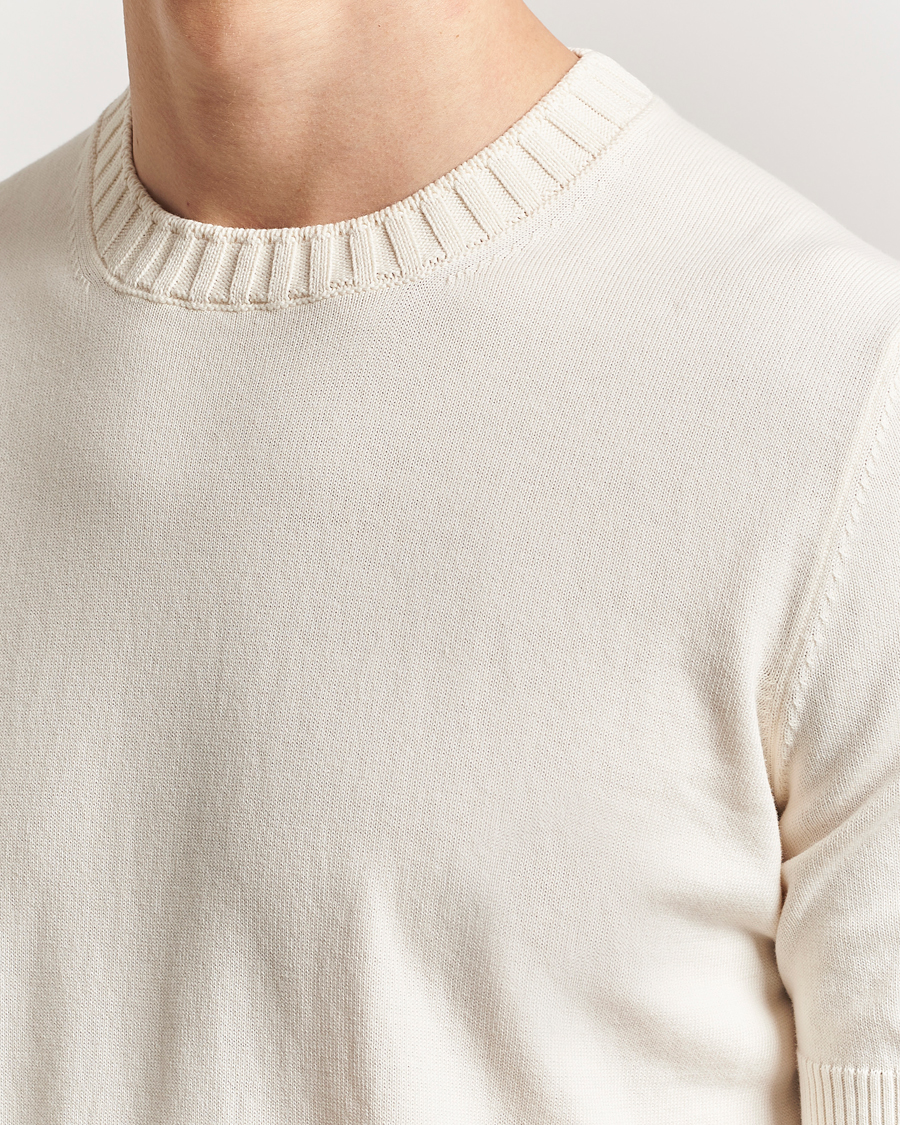 Men | T-Shirts | Gran Sasso | Cotton Heavy Knitted Crew Neck T-Shirt Cream