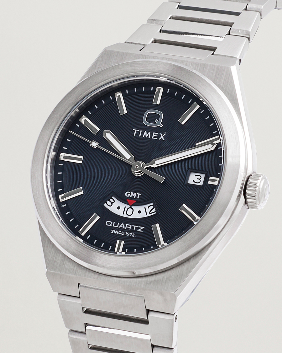 Men | Timex Q Timex Continental GMT Stainless Steel 39mm Black Dial | Timex | Q Continental GMT Stainless Steel 39mm Black Dial
