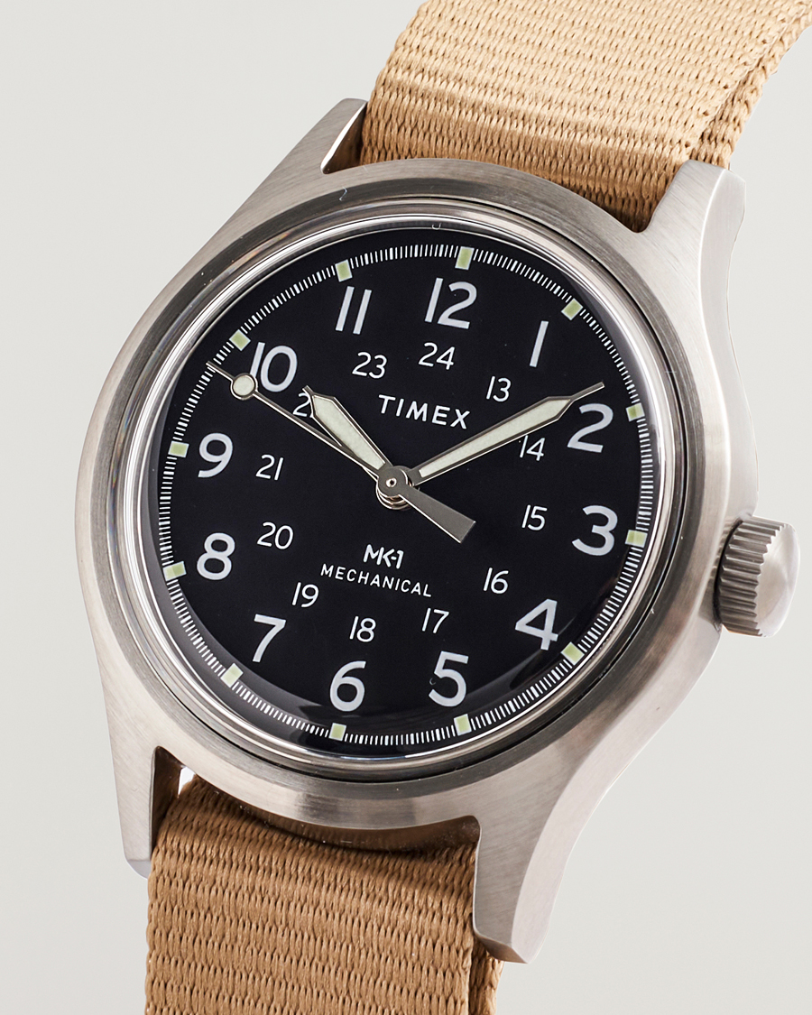 Timex MK1 Hand Wind 36mm Tan Black Dial at CareOfCarl.com