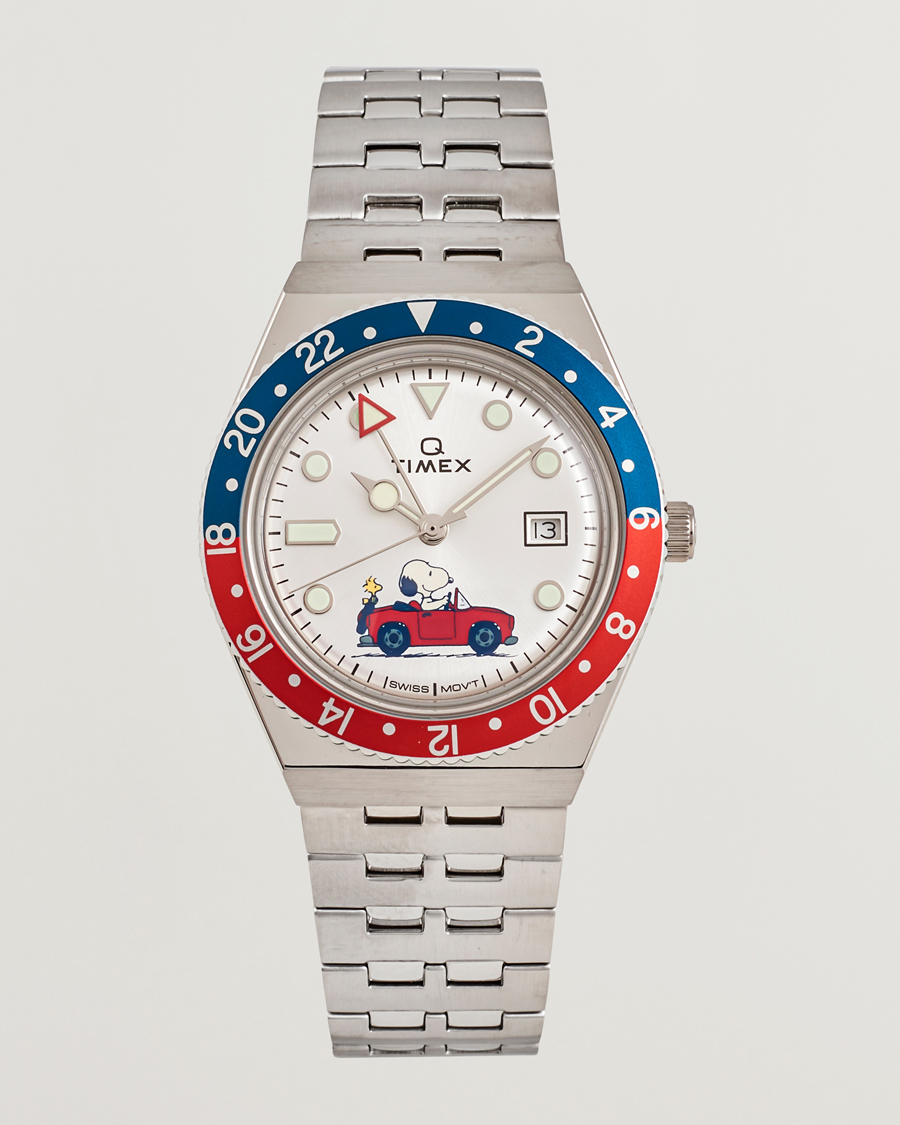 Men | Timex Timex X Peanuts Q GMT Snoopy 38mm Silver Dial | Timex | X Peanuts Q GMT Snoopy 38mm Silver Dial