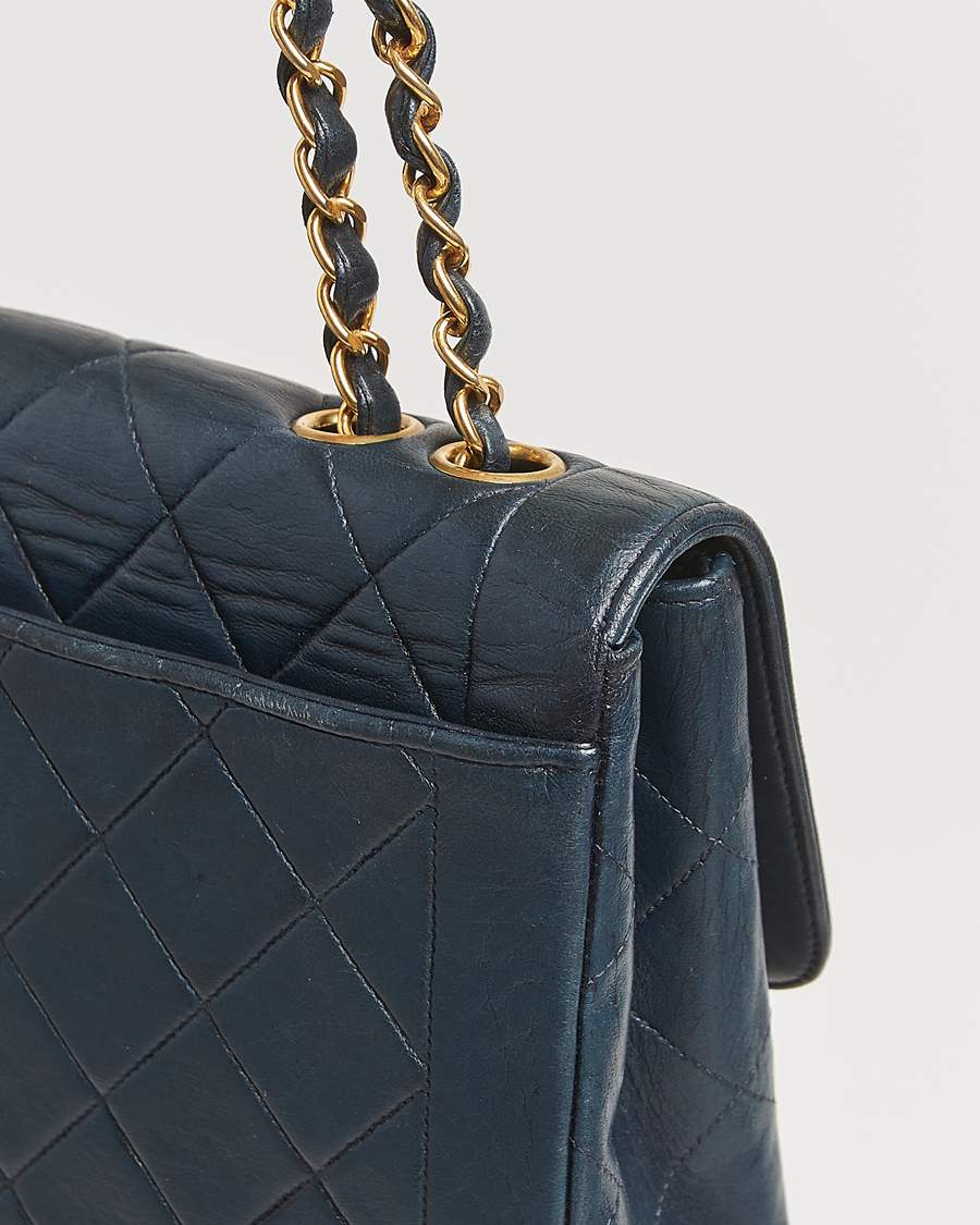 Men | Chanel Pre-Owned Classic Medium Single Flap Bag Lambskin Navy | Chanel Pre-Owned | Classic Medium Single Flap Bag Lambskin Navy