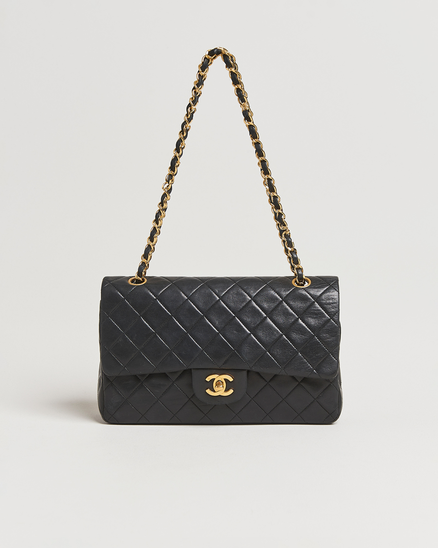 Men | Chanel Pre-Owned Classic Medium Double Flap Bag Lambskin Black | Chanel Pre-Owned | Classic Medium Double Flap Bag Lambskin Black