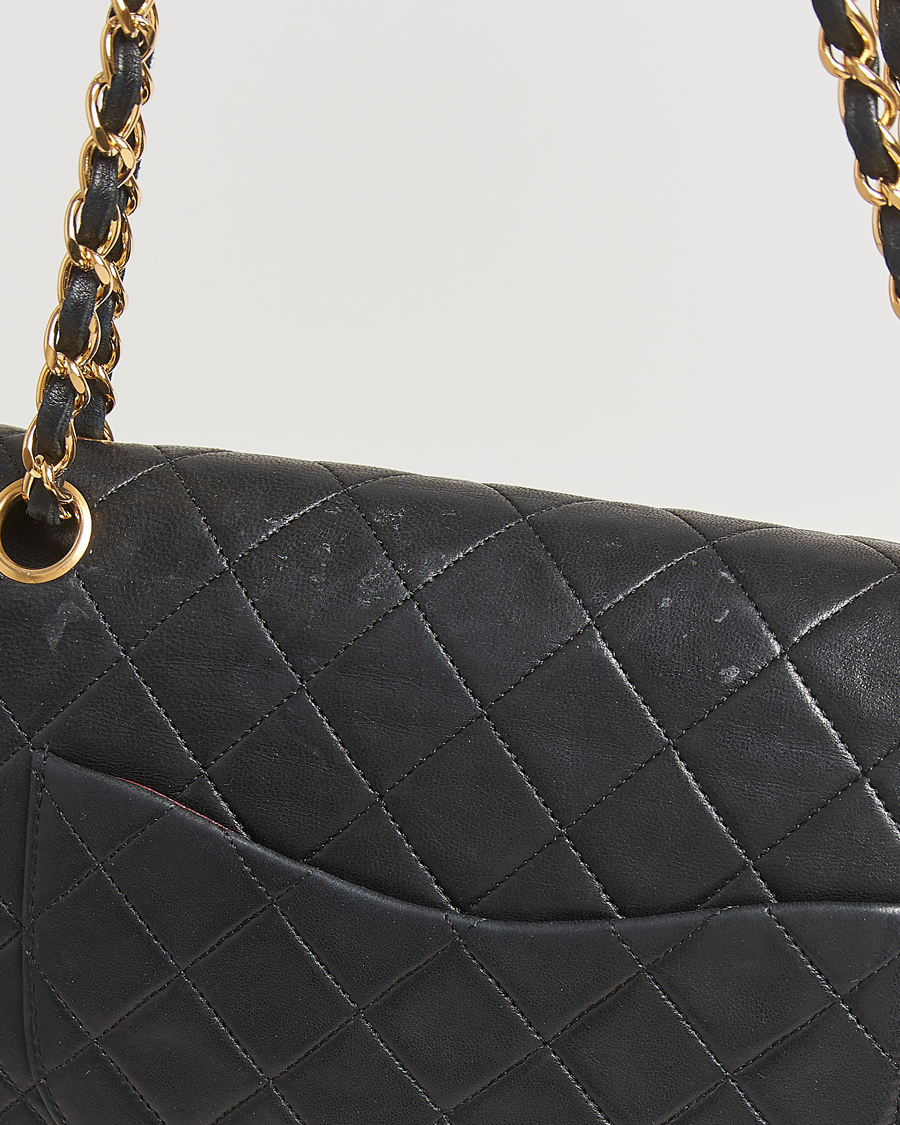 Men | Chanel Pre-Owned Classic Medium Double Flap Bag Lambskin Black | Chanel Pre-Owned | Classic Medium Double Flap Bag Lambskin Black