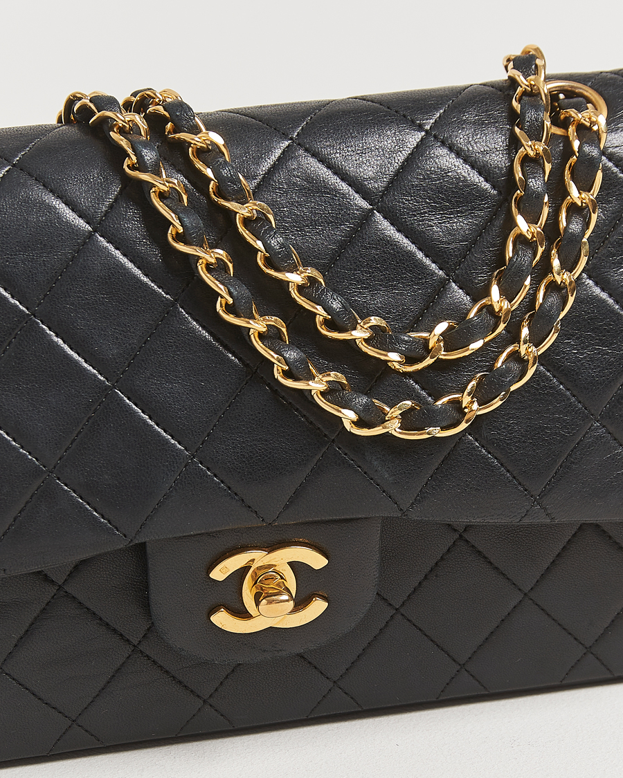 Men | Chanel Pre-Owned Classic Medium Double Flap Bag Lambskin Black | Chanel Pre-Owned | Classic Medium Double Flap Bag Lambskin Black
