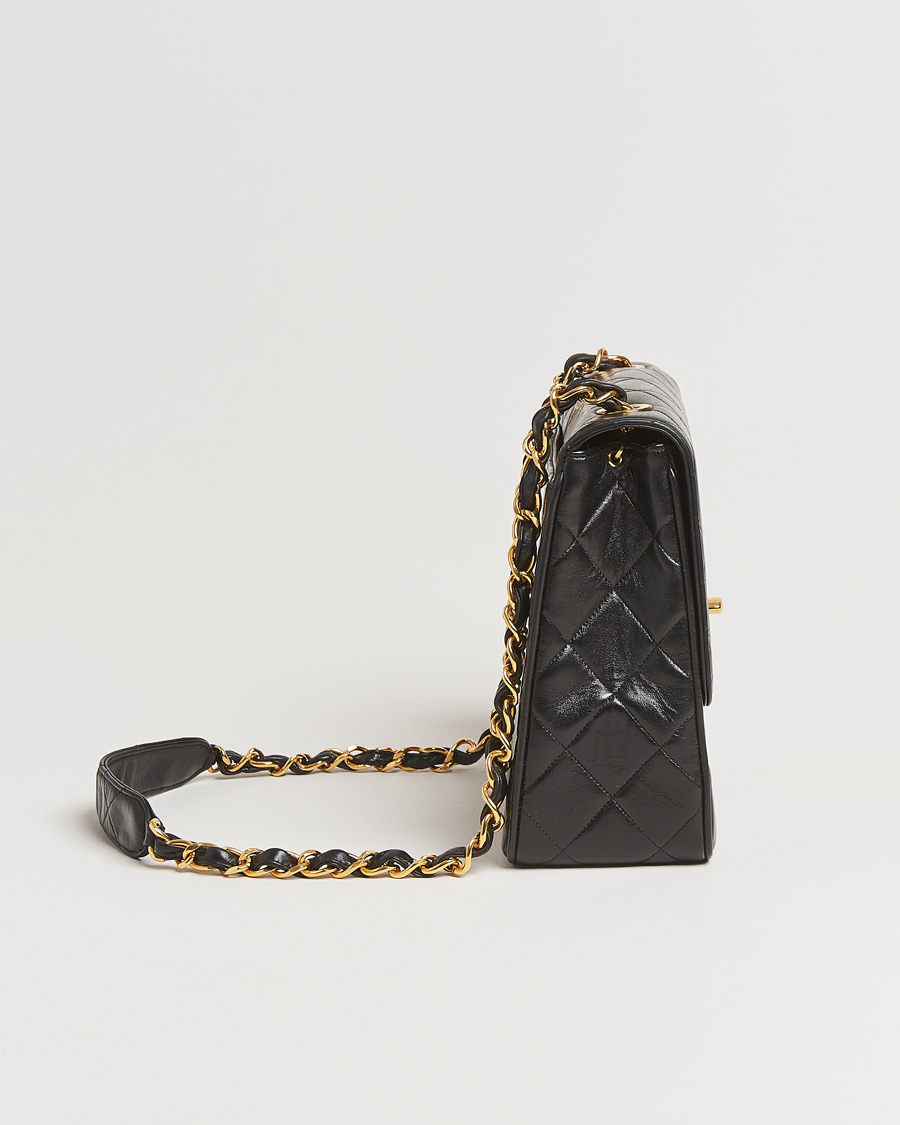 Men | Chanel Pre-Owned Classic Flap Bag Deca Squared Lambskin Black | Chanel Pre-Owned | Classic Flap Bag Deca Squared Lambskin Black