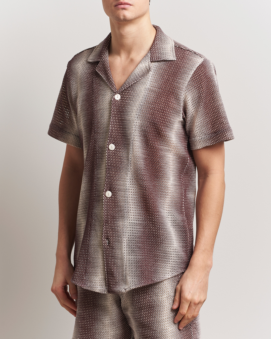 Men | Shirts | OAS | Short Sleeve Cuba Net Shirt Merlot Echo