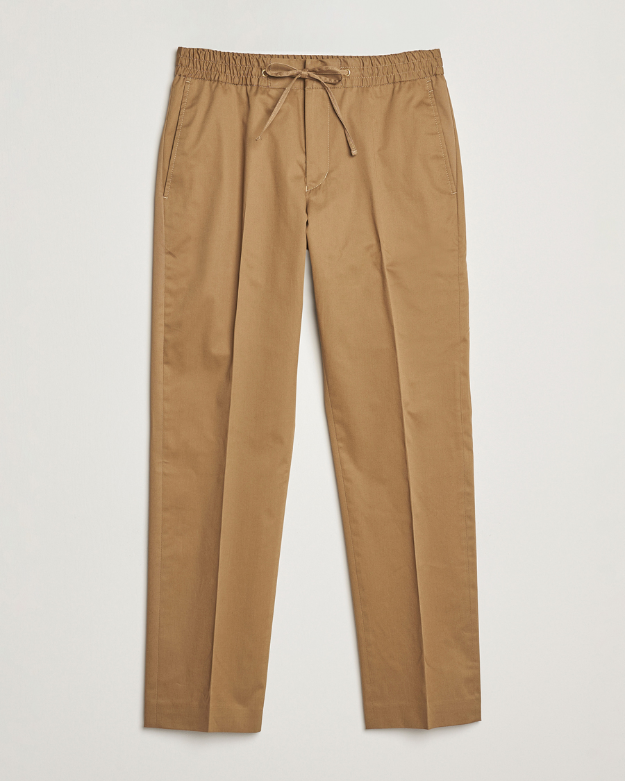 Men | Trousers | Tiger of Sweden | Tannen Cotton Drawstring Trousers Beige