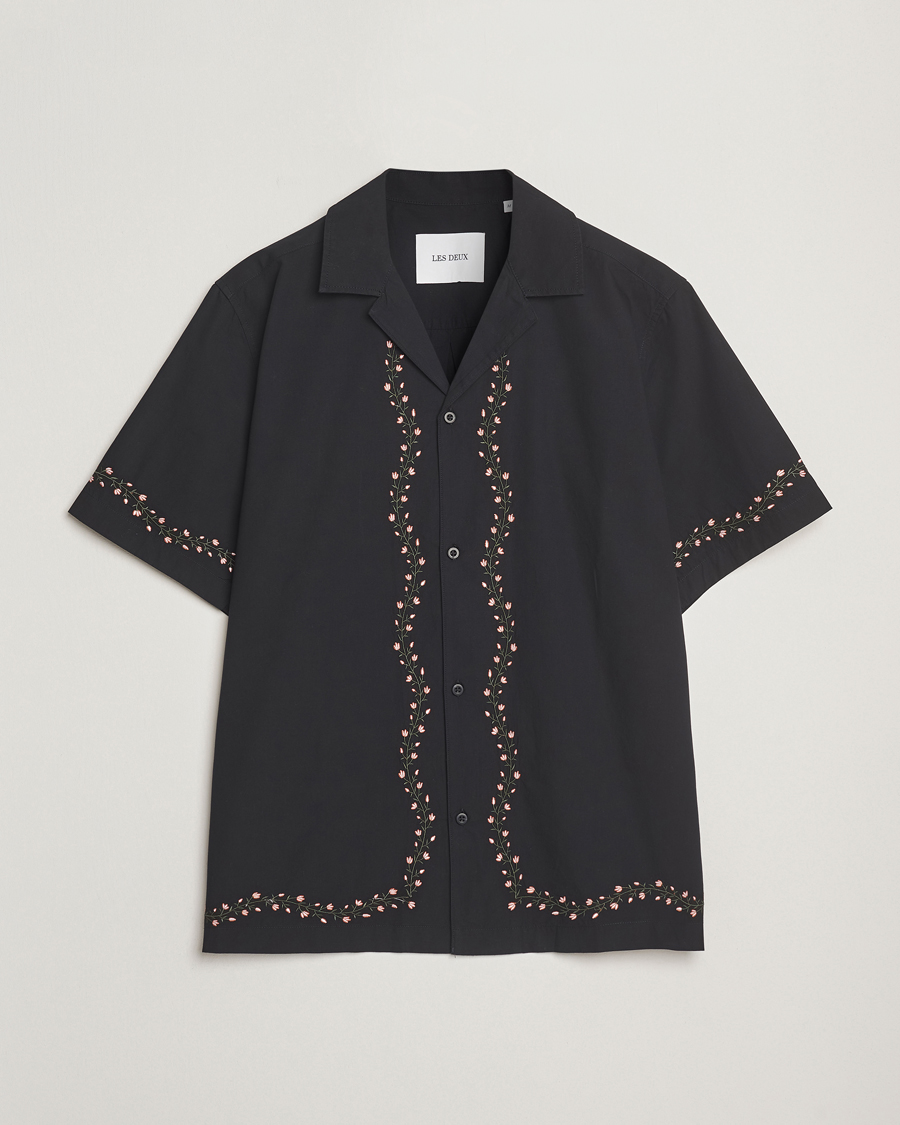 Les Deux Lesley Embroidery Short Sleeve Shirt Black at CareOfCarl.com