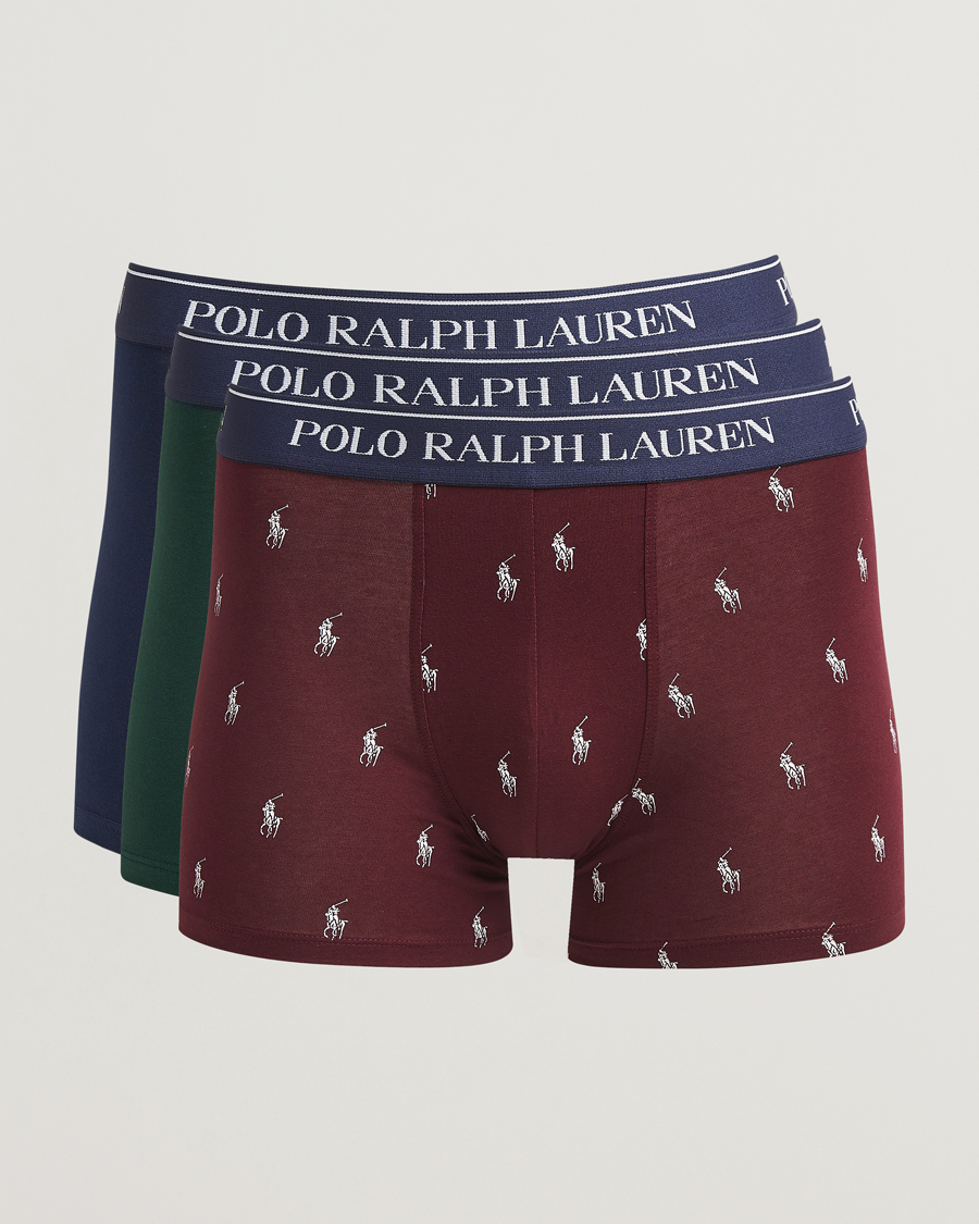 Men | Underwear & Socks | Polo Ralph Lauren | 3-Pack Trunk Navy/Green/Harvard Wine