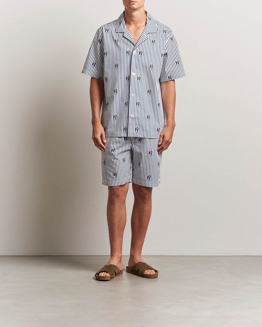 Men | Pyjamas & Robes | Polo Ralph Lauren | Cotton Short Sleeve Pyjama Set Stripe/Bear