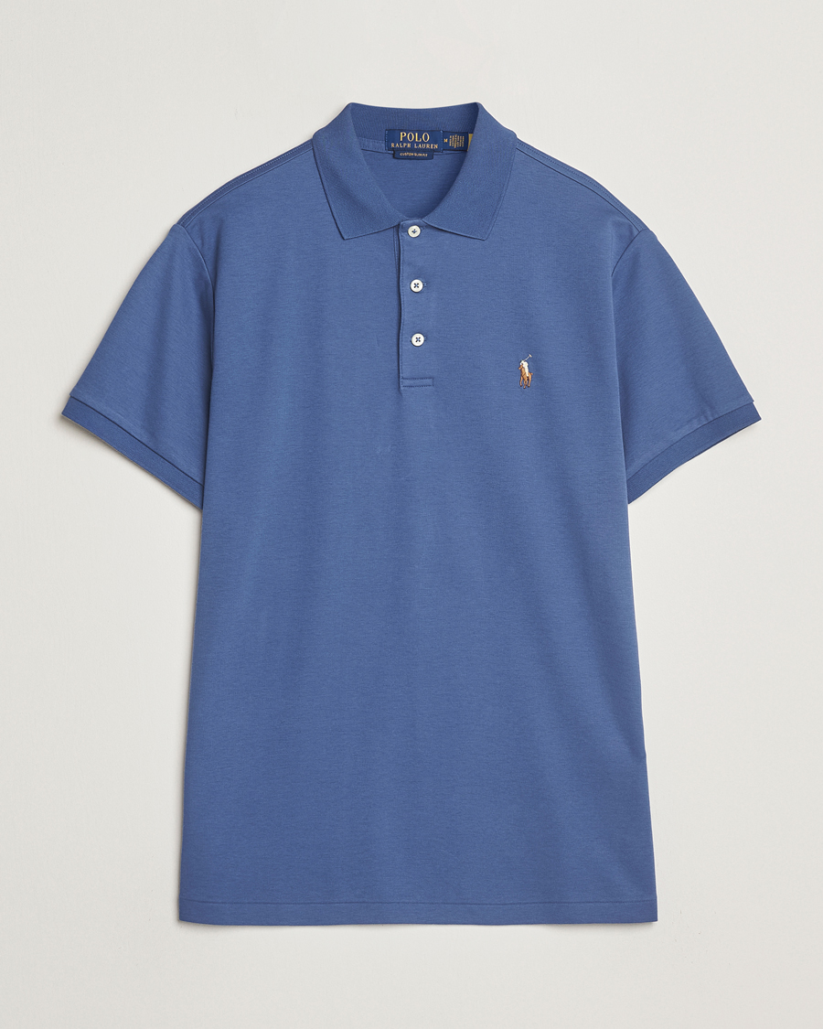 Polo Ralph Lauren Luxury Pima Cotton Polo Earth Blue at CareOfCarl.com