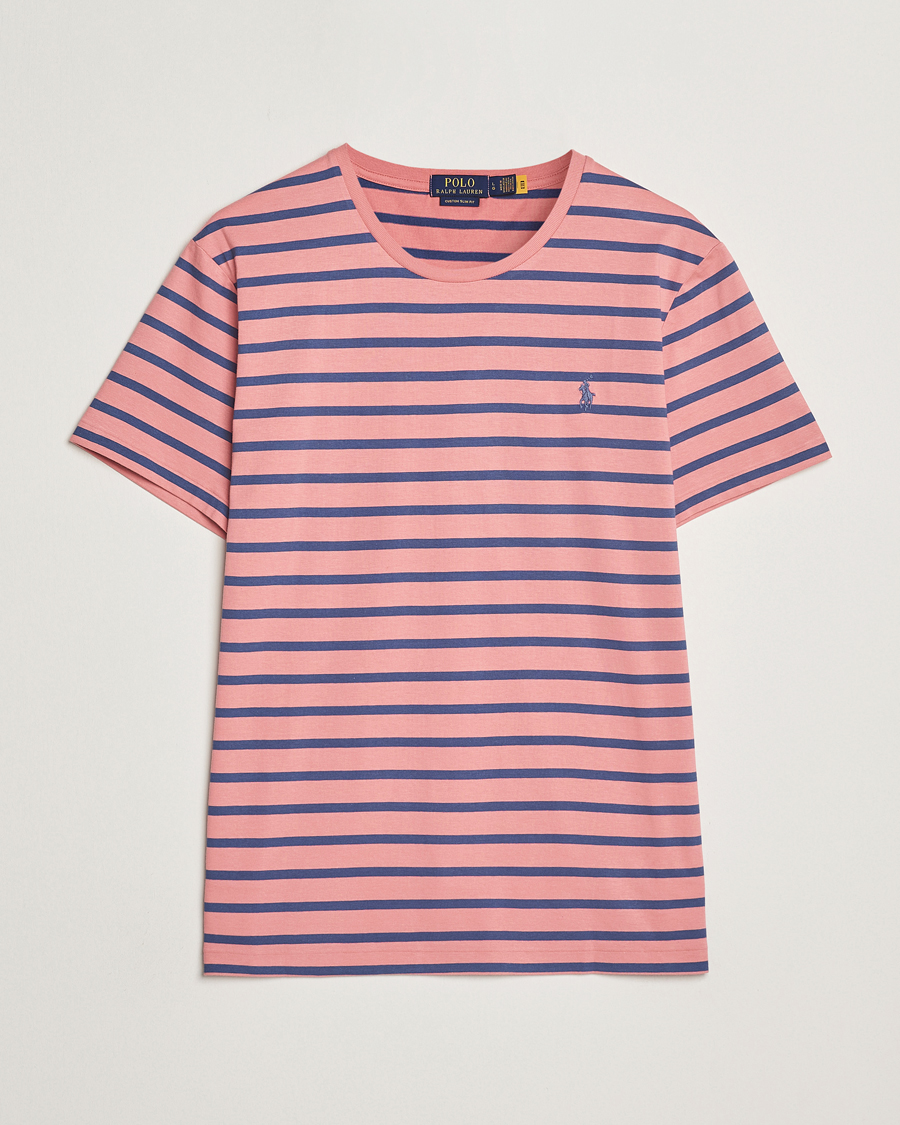 Men | T-Shirts | Polo Ralph Lauren | Custom Slim Fit Striped Tee Desert Rose/Old Royal