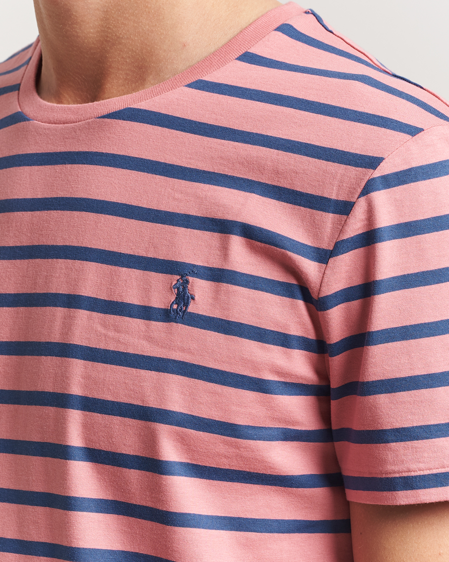 Men | T-Shirts | Polo Ralph Lauren | Custom Slim Fit Striped Tee Desert Rose/Old Royal