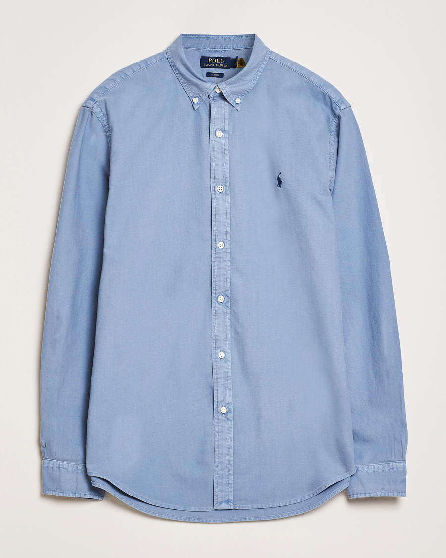Men | Shirts | Polo Ralph Lauren | Slim Fit Garment Dyed Oxford Shirt Channel Blue