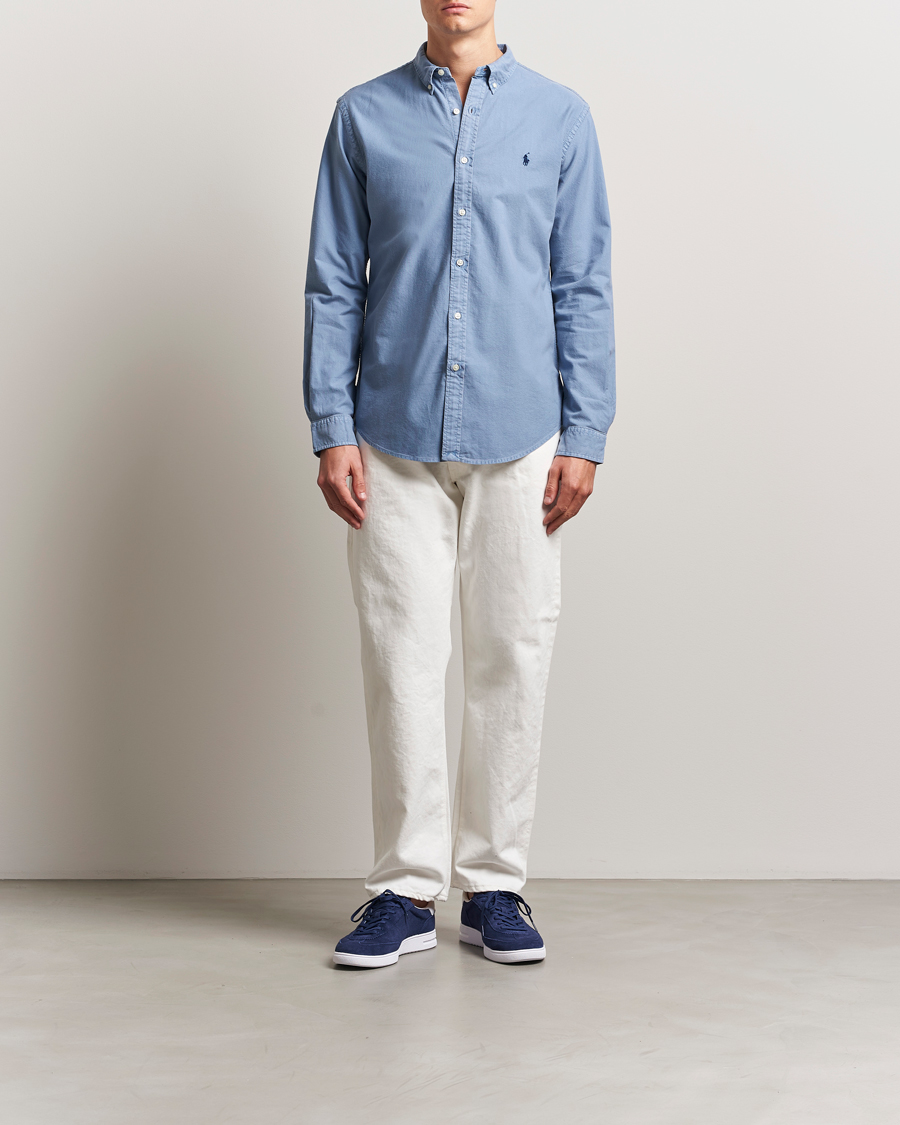 Men | Shirts | Polo Ralph Lauren | Slim Fit Garment Dyed Oxford Shirt Channel Blue