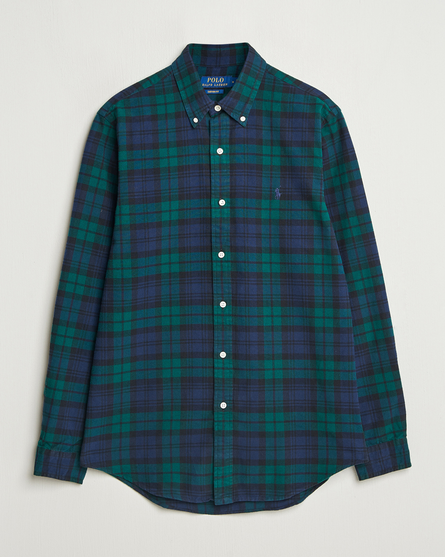 Men | Shirts | Polo Ralph Lauren | Custom Fit Checked Oxford Shirt Navy/Green Multi
