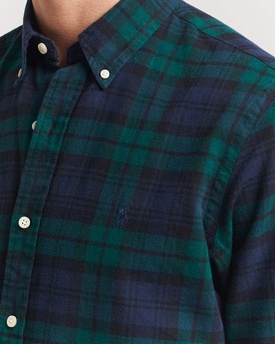 Men | Shirts | Polo Ralph Lauren | Custom Fit Checked Oxford Shirt Navy/Green Multi