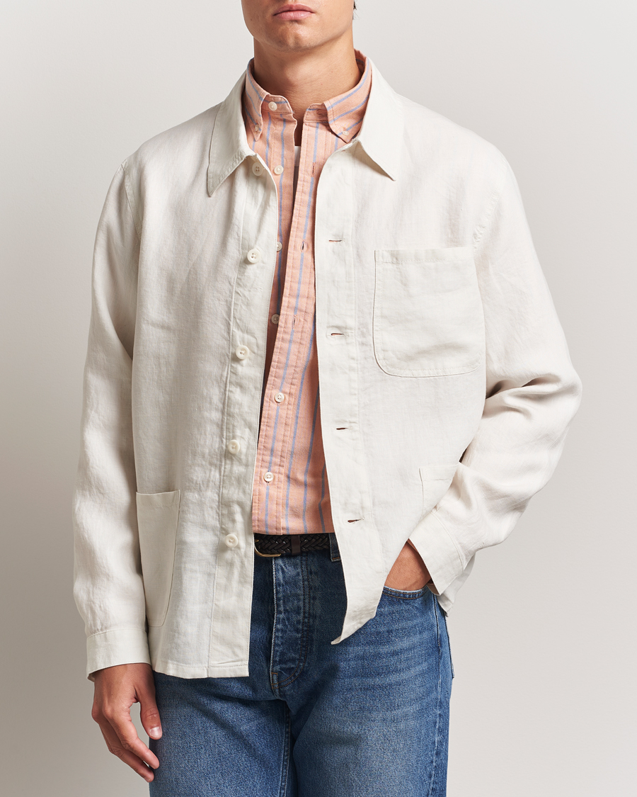 Polo Ralph Lauren Chore Linen Shirt Jacket Antique Cream at