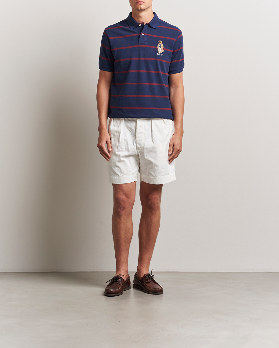 Men | Polo Shirts | Polo Ralph Lauren | Custom Slim Fit Bear Striped Polo Navy/Heritage Bear