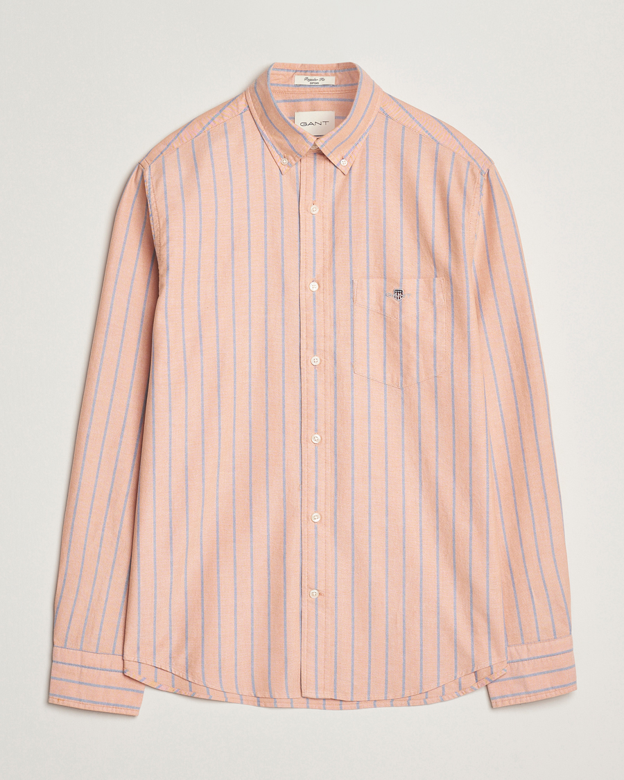 Men | Shirts | GANT | Regular Fit Classic Oxford Striped Shirt Orange