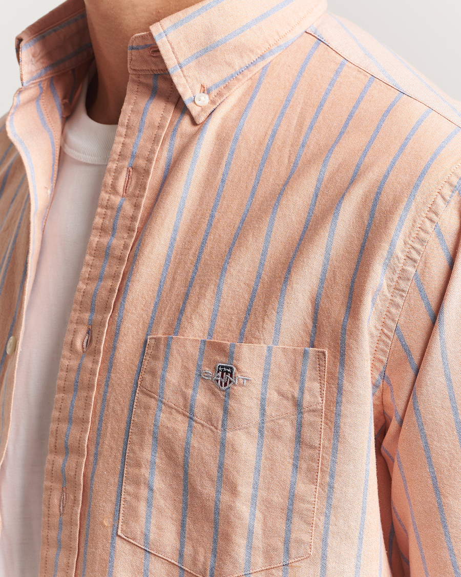 Men | Shirts | GANT | Regular Fit Classic Oxford Striped Shirt Orange