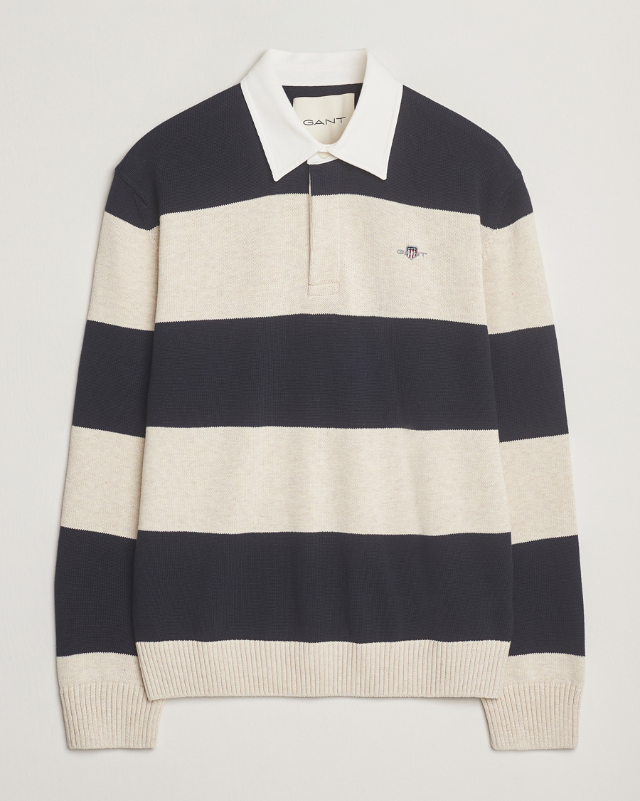 Men | Sweaters & Knitwear | GANT | Knitted Barstriped Rugger Evening Blue