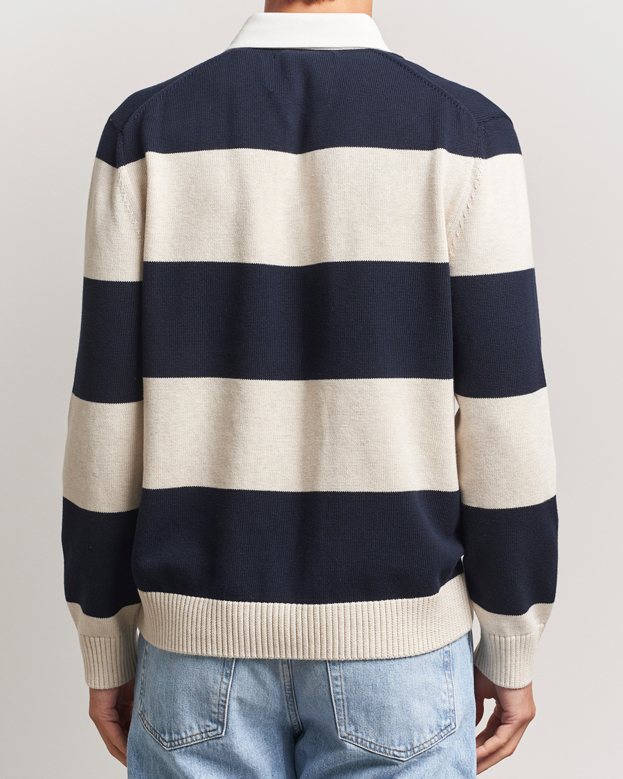 Men | Sweaters & Knitwear | GANT | Knitted Barstriped Rugger Evening Blue